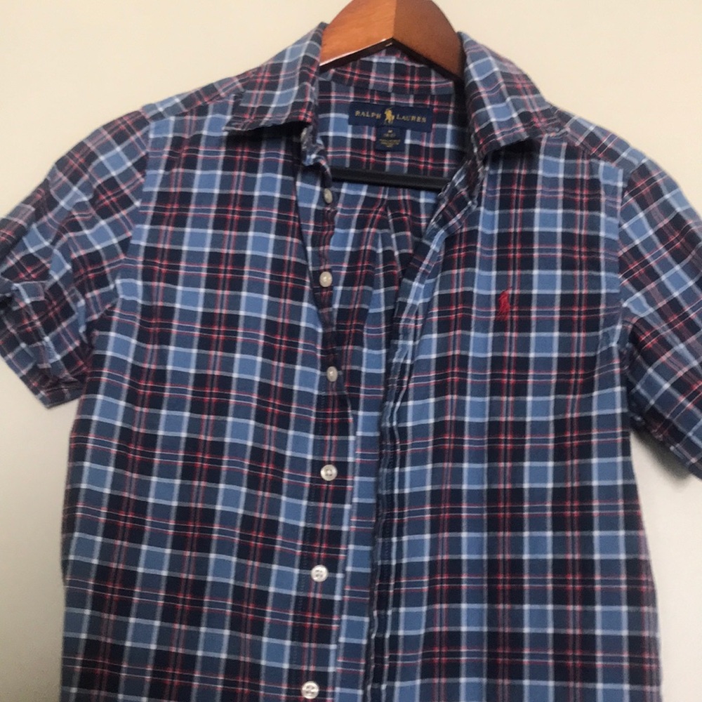 Ralph Lauren plaid short sleeve button up shirt